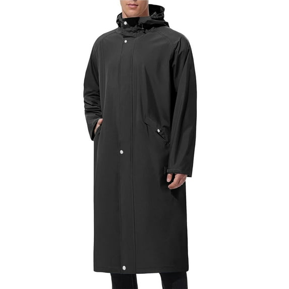SHTXOZHI Men's Long Rain Jacket Windbreaker Waterproof Lightweight Packable Hiking Golf Rain Coat with Hood