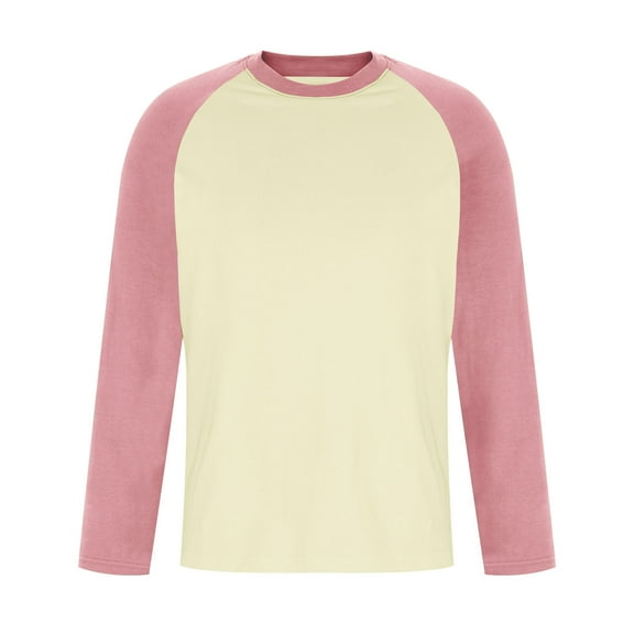 SHTXOZHI Men's Long Sleeve T-Shirts Color Block Crewneck Casual Athletic Tees Pajama Tops