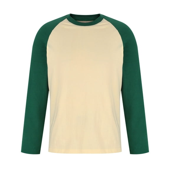 SHTXOZHI Men's Long Sleeve T-Shirts Color Block Crewneck Casual Athletic Tees Pajama Tops