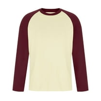 SHTXOZHI Men's Long Sleeve T-Shirts Color Block Crewneck Casual Athletic Tees Pajama Tops