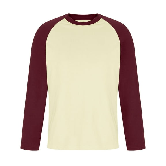 SHTXOZHI Men's Long Sleeve T-Shirts Color Block Crewneck Casual Athletic Tees Pajama Tops