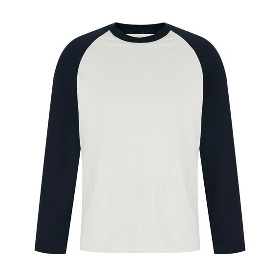 SHTXOZHI Men's Long Sleeve T-Shirts Color Block Crewneck Casual Athletic Tees Pajama Tops