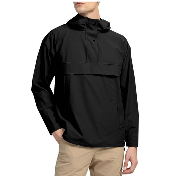 SHTXOZHI Men's Long Sleeve Waterproof Jackets Hooded Windbreaker Coat Lightweight Pullover Jacket