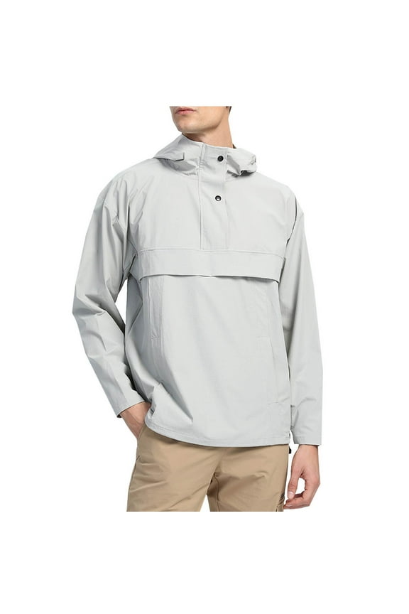 Men's Long Sleeve Waterproof Jackets Hooded Windbreaker Coat Lightweight Pullover Jacket