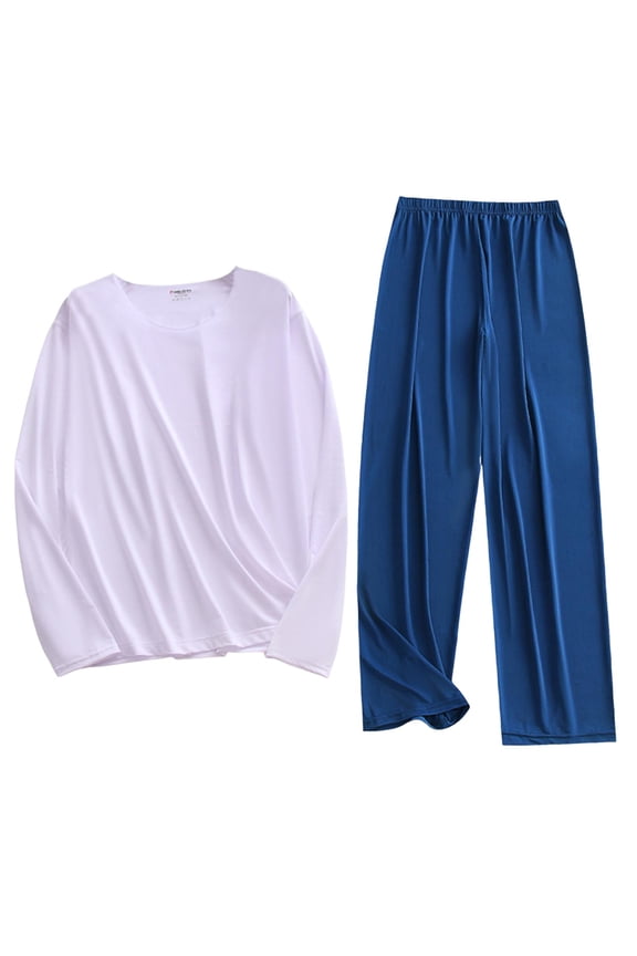 Men's Pajamas Set Sleepwear Pjs Long Sleeve Tops Pants Soft 2 Piece Loungewear