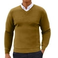 thumbnail image 1 of SHTXOZHI Men's V Neck Pullover Sweater Long Sleeve Solid Color Knitted Lightweight Sweaters, 1 of 5