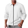 thumbnail image 1 of SHTXOZHI Men's Zip Up Jackets Fall Winter Collar Coats Long Sleeve Casual Outerwear with Pockets, 1 of 7