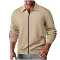 thumbnail image 1 of SHTXOZHI Men's Zip Up Jackets Fall Winter Collar Coats Long Sleeve Casual Outerwear with Pockets, 1 of 7