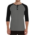 thumbnail image 1 of SHTXOZHI Mens 3/4 Raglan Sleeve T-Shirts Stretch Breathable Crew Neck Tees Buttons Outdoor Sport Running Tops, 1 of 7