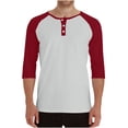 thumbnail image 1 of SHTXOZHI Mens 3/4 Raglan Sleeve T-Shirts Stretch Breathable Crew Neck Tees Buttons Outdoor Sport Running Tops, 1 of 7