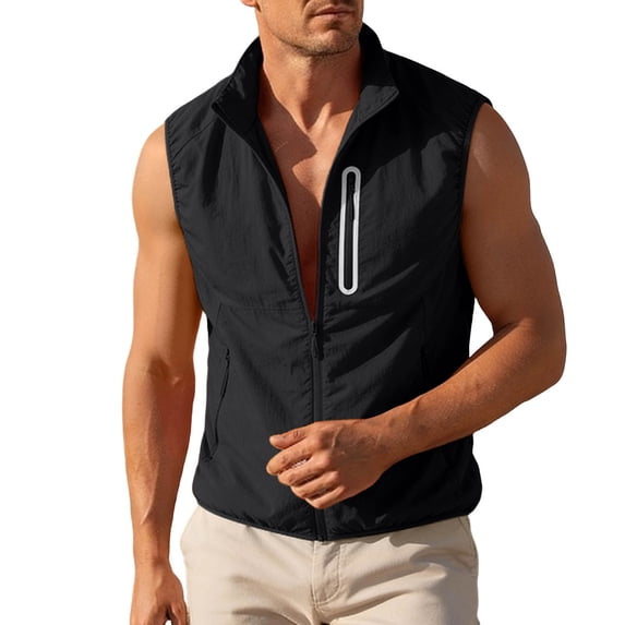 SHTXOZHI Mens Breathable Vests Plus Size Sleeveless Casual Outdoor Jackets Workout Sport Tops with Zipped Pockets