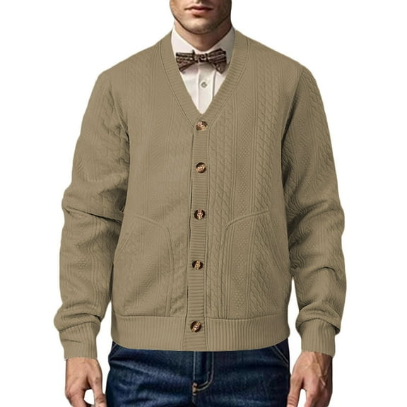 SHTXOZHI Mens Button Down Casual Jackets Long Sleeve V Neck Coat Solid Color Outerwear with Pockets