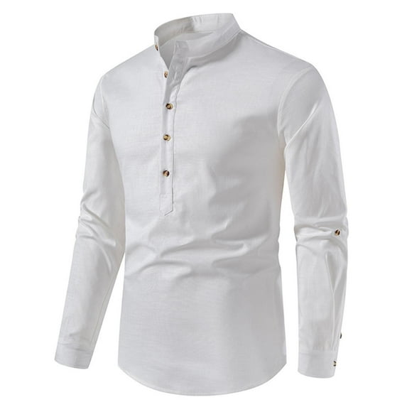 SHTXOZHI Mens Button Down Collar Dress Shirts Roll Up Long Sleeve Shirts Solid Color Casual Tops