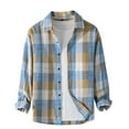 thumbnail image 1 of SHTXOZHI Mens Button Down Plaid Shirts Jacket Fall Casual Long Sleeve Collared Shirt Tops, 1 of 5