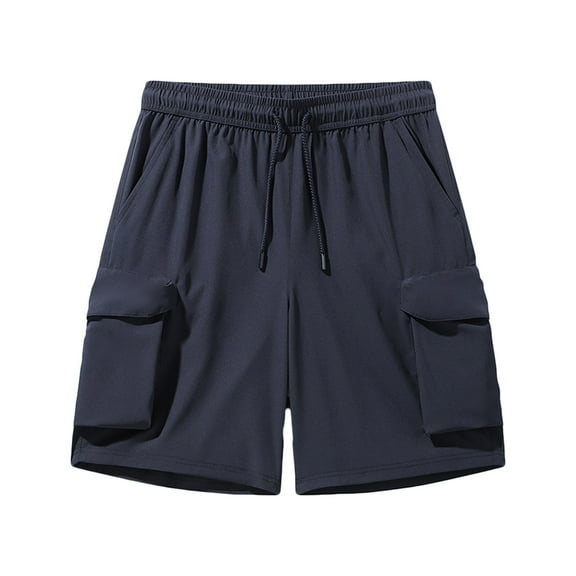 SHTXOZHI Mens Casual Elastic Waist Cargo Shorts Drawstring Summer Athletic Hiking Shorts with Pockets