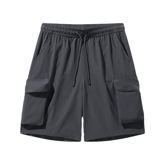SHTXOZHI Mens Casual Elastic Waist Cargo Shorts Drawstring Summer Athletic Hiking Shorts with Pockets