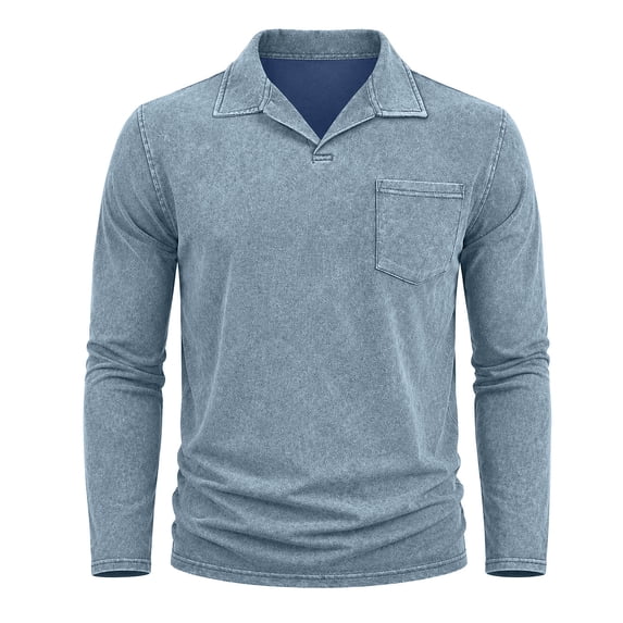 SHTXOZHI Mens Collared Shirts Long Sleeve Work Shirts Fall Winter Layering Business Casual Tops with Pocket