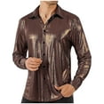 thumbnail image 1 of SHTXOZHI Mens Disco Shirt Long Sleeve Button Down Vintage Sequin Metallic Party Shirt Top, 1 of 4