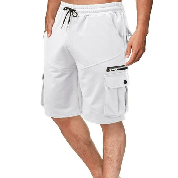 SHTXOZHI Mens Elastic Waist Cargo Shorts Lightweight Summer Outdoor Hiking Shorts with Multi Pocket