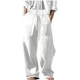 thumbnail image 1 of SHTXOZHI Mens Elastic Waist Casual Pant Wide Leg Belted Baggy Streetwear Trousers with Pockets, 1 of 7