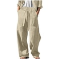 thumbnail image 1 of SHTXOZHI Mens Elastic Waist Casual Pant Wide Leg Belted Baggy Streetwear Trousers with Pockets, 1 of 7