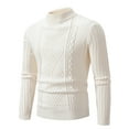 thumbnail image 1 of SHTXOZHI Mens Fall Winter Pullover Sweater Mock Neck Long Sleeve Solid Color Cable Knit Tops, 1 of 6