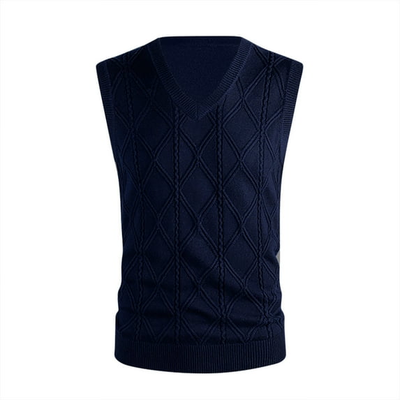 SHTXOZHI Mens Fall Winter Sweater Vest V Neck Sleeveless Cable Knitted Solid Color Pullover Sweater
