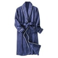 thumbnail image 1 of SHTXOZHI Mens Fleece Robe Flannel Warm Bathrobe with Belt Pocket Winter Sleepwear (No Pants), 1 of 3
