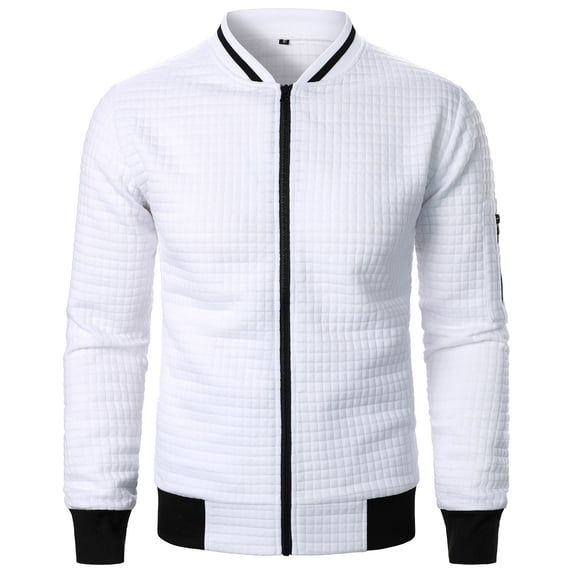 SHTXOZHI Mens Full Zip Up Casual Jackets Color Block Long Sleeve Coat Lightweight Jackets with Pockets