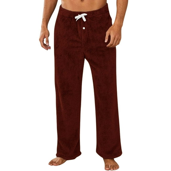 SHTXOZHI Mens Fuzzy Lounge Pants Sherpa Fleece Warm Pajama Pant Winter Sleepwear Pj Bottoms with Pockets