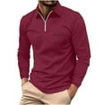 thumbnail image 1 of SHTXOZHI Mens Golf Shirts Long Sleeve Quarter Zip Collared Business Casual Shirts with Pocket, 1 of 7