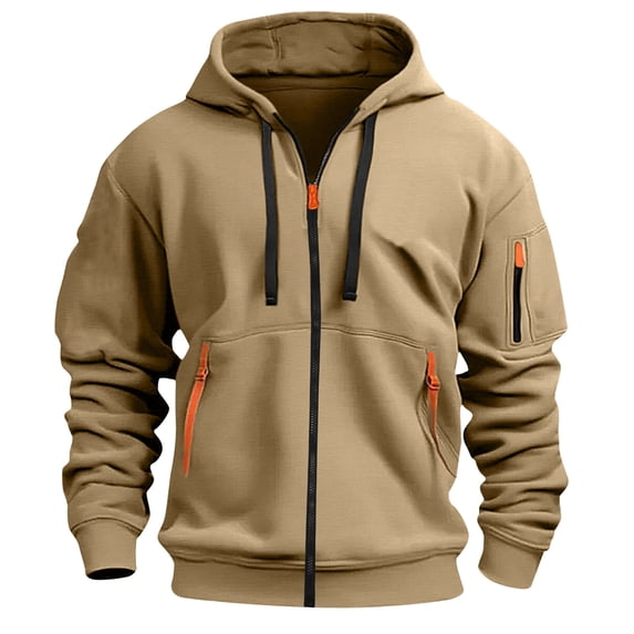 SHTXOZHI Mens Hooded Jackets Full Zip Up Drawstring Sweatshirts Casual Jacket Coats with Pockets