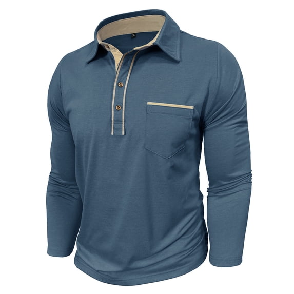 SHTXOZHI Mens Long Sleeve Shirts Button Collared Golf T Shirts with Pocket Workout Casual Tees