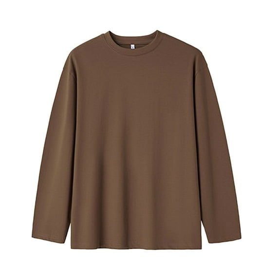 SHTXOZHI Mens Long Sleeve Shirts Crewneck Basic Pullovers Solid Color Casual Tee Shirt Tops