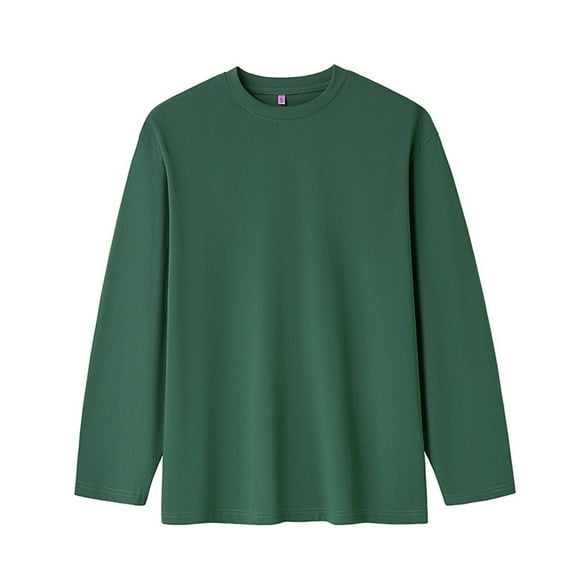 SHTXOZHI Mens Long Sleeve Shirts Crewneck Basic Pullovers Solid Color Casual Tee Shirt Tops