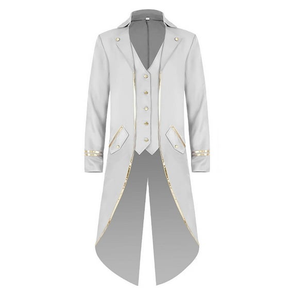 SHTXOZHI Mens Medieval Steampunk Tailcoat Halloween Vintage Jacket Button Down Trench Coat