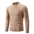 thumbnail image 1 of SHTXOZHI Mens Mock Neck Knitted Sweaters Fall Winter Long Sleeve Solid Color Casual Pullover Tops, 1 of 2