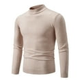 thumbnail image 1 of SHTXOZHI Mens Mock Neck Knitted Sweaters Fall Winter Long Sleeve Solid Color Casual Pullover Tops, 1 of 6