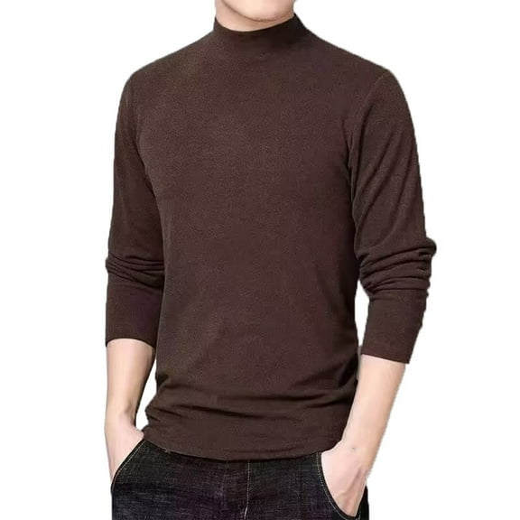 SHTXOZHI Mens Mock Neck Undershirts Long Sleeve Basic Layering Shirts Solid Color Fall Winter Tops