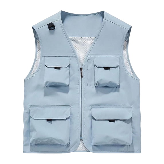SHTXOZHI Mens Plus Size Outerwear Vests Sleeveless Breathable Cargo Jackets Casual Work Hiking Tops with Multi-Pockets
