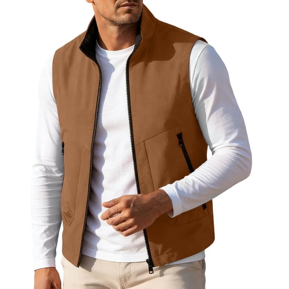 SHTXOZHI Mens Plus Size Zippered Vests Sleeveless Breathable Jackets Casual Outdoor Travel Tops with Zipped Pockets