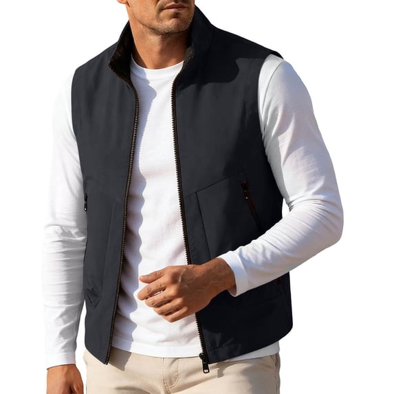SHTXOZHI Mens Plus Size Zippered Vests Sleeveless Breathable Jackets Casual Outdoor Travel Tops with Zipped Pockets