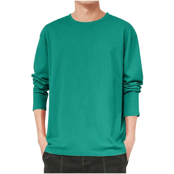 SHTXOZHI Mens Pullover Sweatshirts Long Sleeve Crewneck Casual Tops Solid Color Basic Shirts