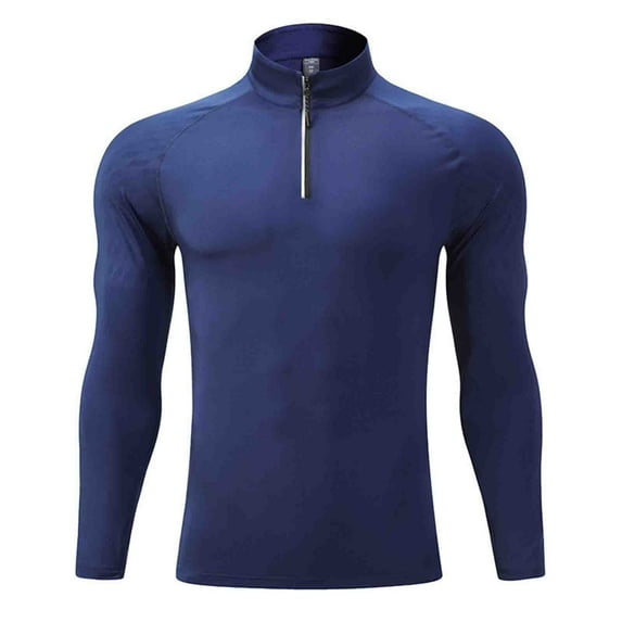 SHTXOZHI Mens Quick Dry Running Athletic Shirts Zip Up Long Sleeve Gym Workout Shirt Tops