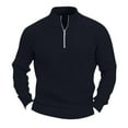 thumbnail image 1 of SHTXOZHI Mens Ribbed Knit Zip Up Shirts Collar Long Sleeve Pullover Solid Color Fall Tops, 1 of 4