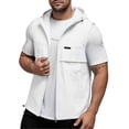 thumbnail image 1 of SHTXOZHI Mens Solid Color Outerwear Vests Sleeveless Hooded Layering Tops Casual workout Jackets with Pockets, 1 of 9