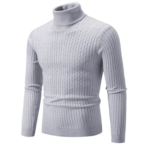 SHTXOZHI Mens Turtleneck Pullover Sweater Long Sleeve Solid Color Cable Knit Fall Winter Sweaters