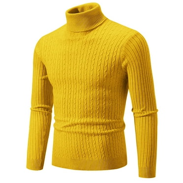 SHTXOZHI Mens Turtleneck Pullover Sweater Long Sleeve Solid Color Cable Knit Fall Winter Sweaters