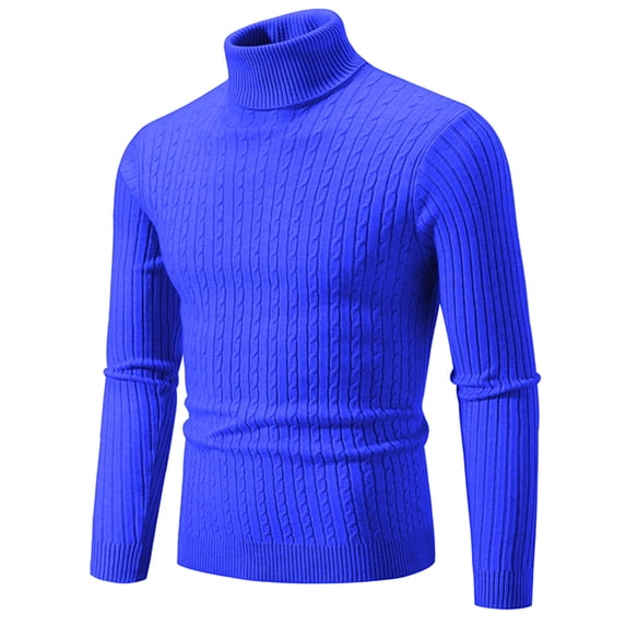 SHTXOZHI Mens Turtleneck Pullover Sweater Long Sleeve Solid Color Cable Knit Fall Winter Sweaters