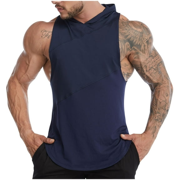 SHTXOZHI Mens Workout Gym Tops Quick Dry Sleeveless Hoodies Running Casual Pullover Tees